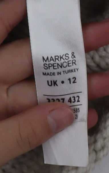 Marks and Spencer Women Beige Knit Jumper UK 12 Wool Blend Casual