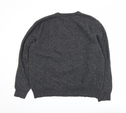 Polo Ralph Lauren Men's Grey Lambswool V-Neck Jumper Size L