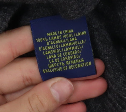 Polo Ralph Lauren Men's Grey Lambswool V-Neck Jumper Size L