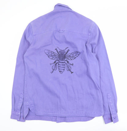 ASOS DESIGN Women Purple Cotton Bee Embroidered Jacket M
