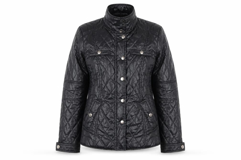 b.young Women's Black Quilted Short Jacket Size 10