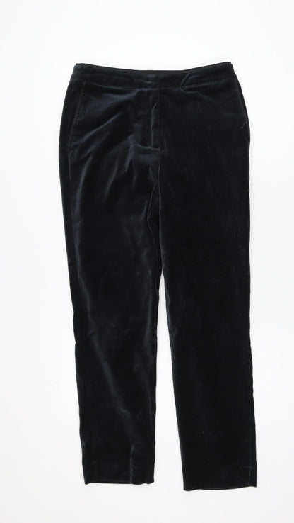 Thought Womens Black Velvet Straight Leg Trousers Size 10