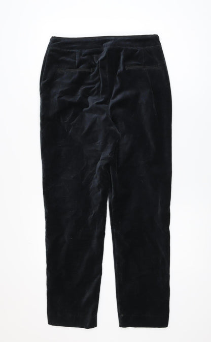 Thought Womens Black Velvet Straight Leg Trousers Size 10