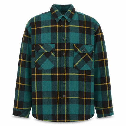 aka BAY Men's Green Checked Flannel Cotton Casual Jacket L