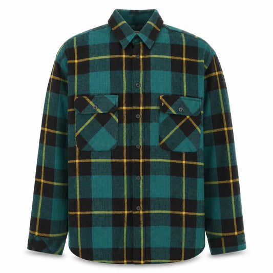 aka BAY Men's Green Checked Flannel Cotton Casual Jacket L