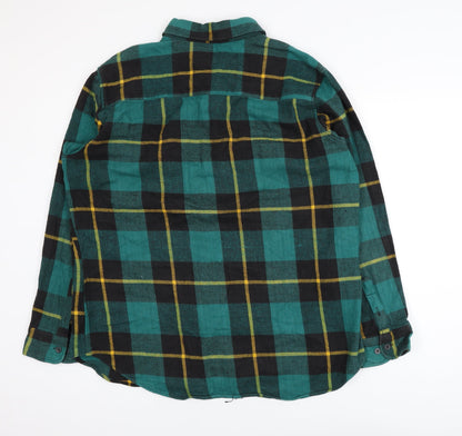 aka BAY Men's Green Checked Flannel Cotton Casual Jacket L