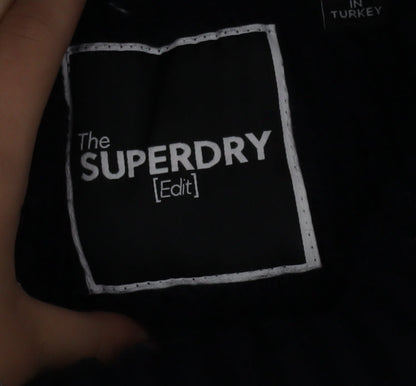 Superdry Women Black Roll Neck Cable-Knit Jumper Size 10