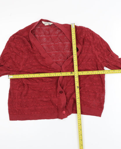 Seasalt Women Red Organic Cotton Open-Knit Cardigan UK 18