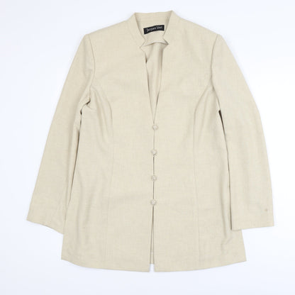 Jacques Vert Women's Beige Long Blazer Jacket Size 12 Classic Workwear