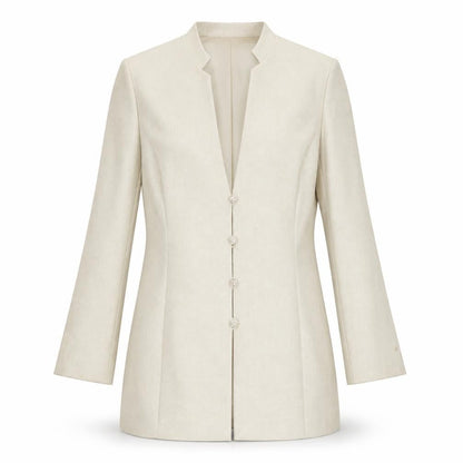 Jacques Vert Women's Beige Long Blazer Jacket Size 12 Classic Workwear
