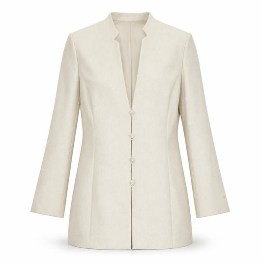 Jacques Vert Women's Beige Long Blazer Jacket Size 12 Classic Workwear