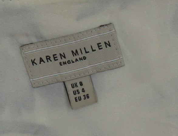 Karen Millen Women’s Beige Floral Fit & Flare Dress Size 8