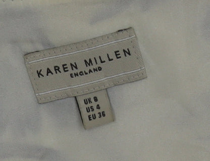 Karen Millen Women’s Beige Floral Fit & Flare Dress Size 8