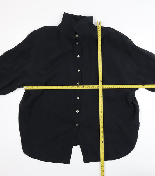 New Look Women's Black Long Sleeve Button-Up Shirt UK 14