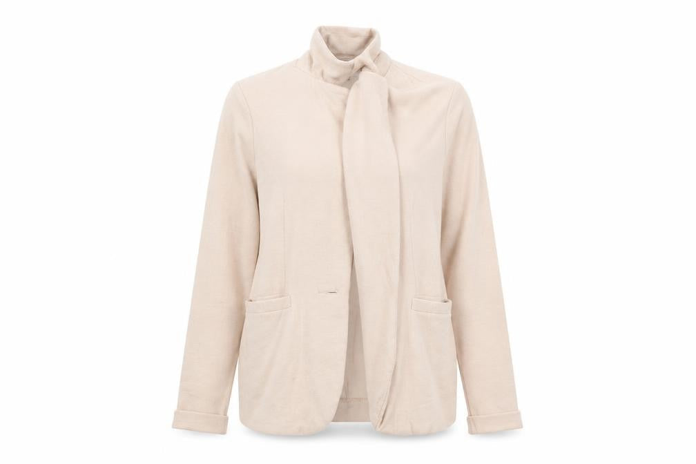 Front view of New Look Women Beige Cotton Blend Open Cardigan, size 8