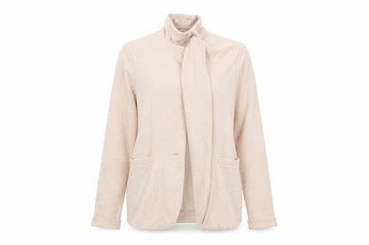 Front view of New Look Women Beige Cotton Blend Open Cardigan, size 8