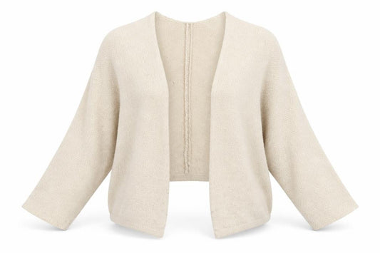Brandy Melville Women Beige Chunky-Knit Open Cardigan One Size