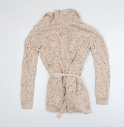 Great Plains Women’s Beige Cable-Knit Cotton Belted Cardigan XS