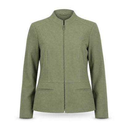 Style by EWM Womens Green Full Zip Lined Jacket Size 10