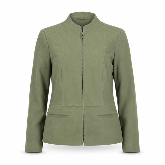 Style by EWM Womens Green Full Zip Lined Jacket Size 10