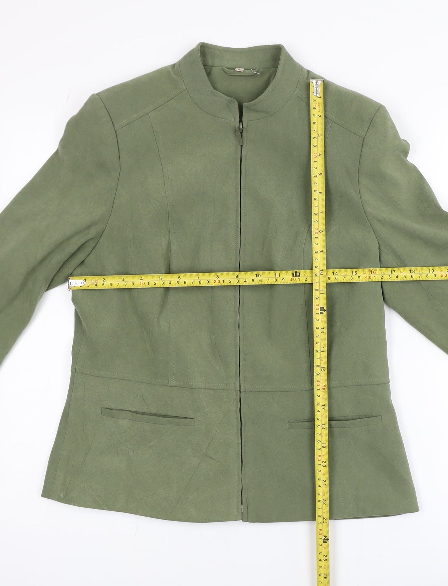 Style by EWM Womens Green Full Zip Lined Jacket Size 10