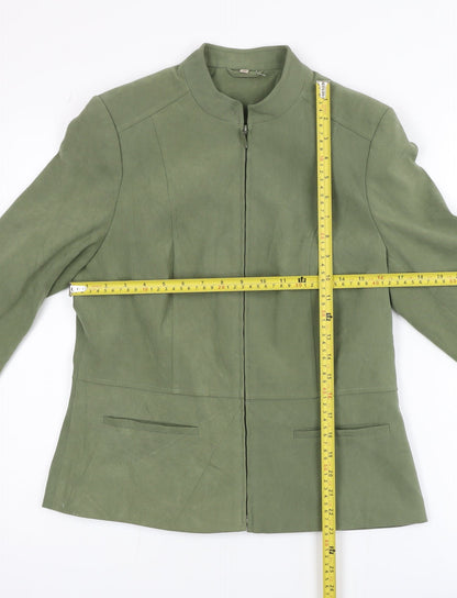 Style by EWM Womens Green Full Zip Lined Jacket Size 10