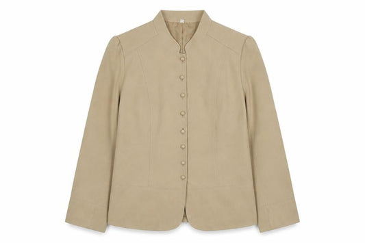 Style by EWM Women's Beige Size 12 Long Sleeve Button Jacket