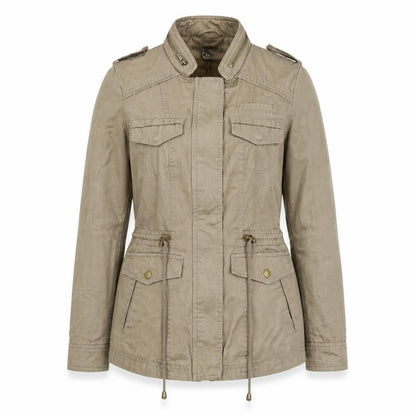 South Women's Beige Cotton Military Jacket Size 8