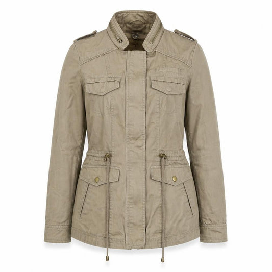 South Women's Beige Cotton Military Jacket Size 8