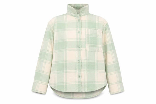Monki Women Green Check Fleece Button Jacket Size 12