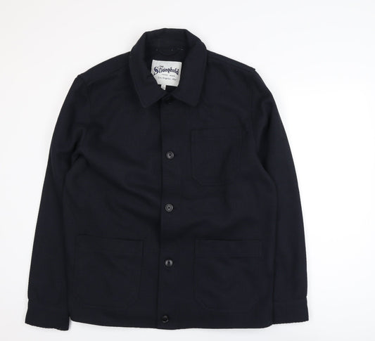 The Stronghold Men's Black L Casual Button Jacket Wool Blend