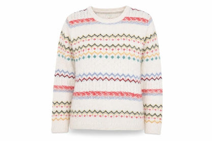 Fat Face Womens Ivory Fair Isle Jumper Size 14 Knit Pullover