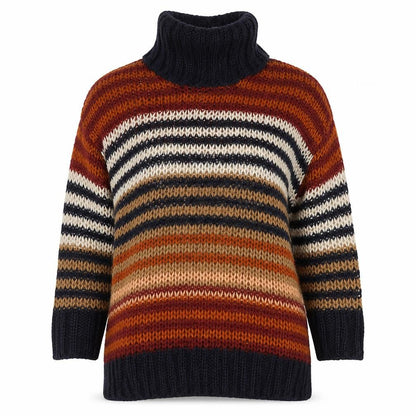 Front view of Warehouse Women’s Multicoloured Roll Neck Chunky Knit Jumper UK 10