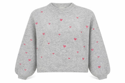Fabienne Chapot Women's Grey Heart Knit Pullover Jumper XS