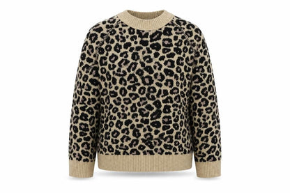 Next Women's Beige Leopard Print Crew Neck Jumper Size S