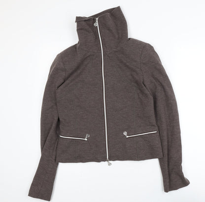 Bandolera Women Brown Slim Fit Bomber Jacket Size 12