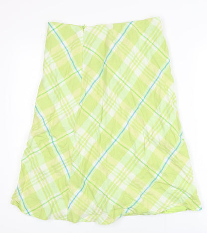 Planet Women’s Green Linen A-Line Plaid Knee Length Skirt Size 8