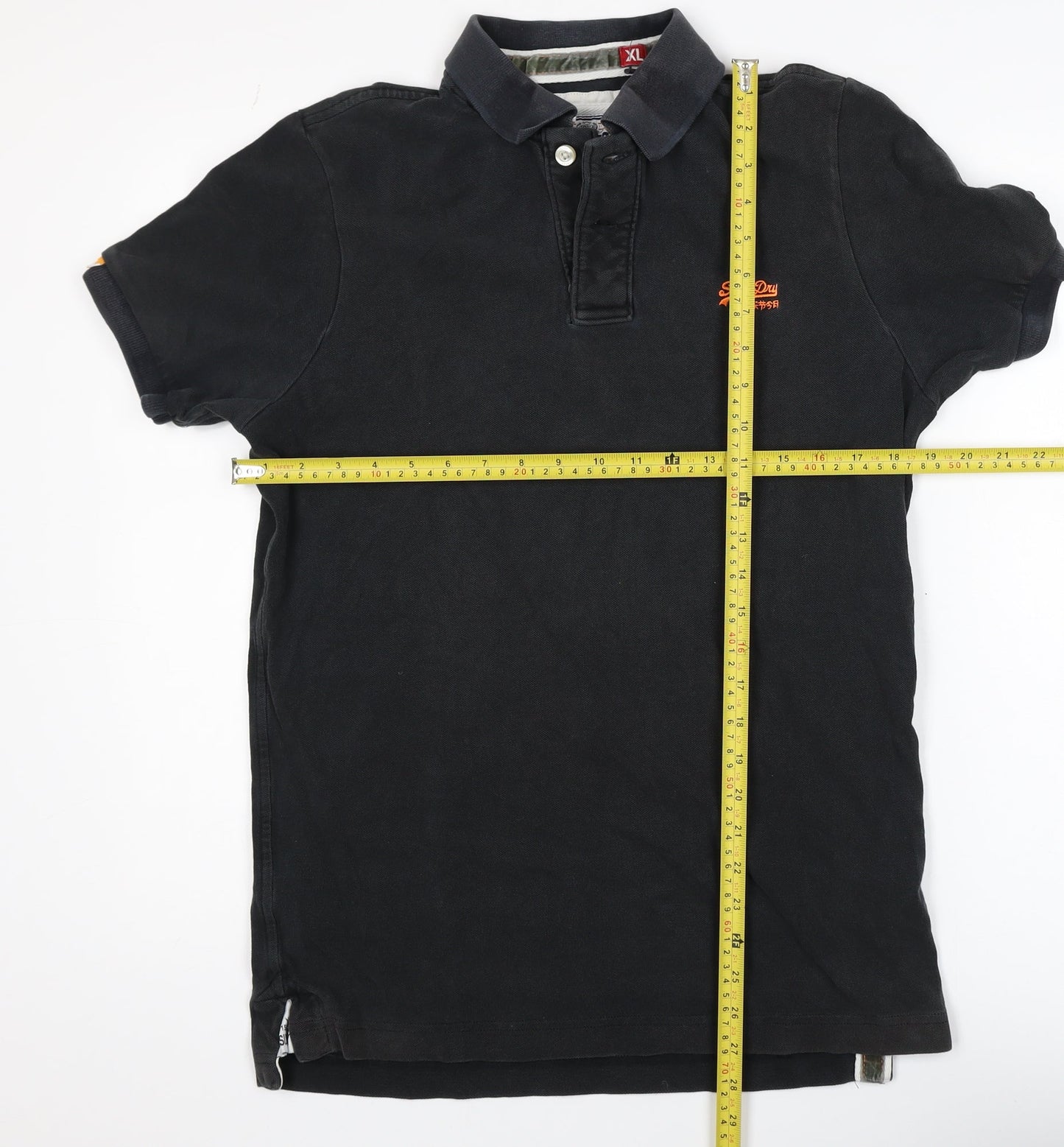 Superdry Men's Black XL Polo Shirt Cotton Embroidered Logo