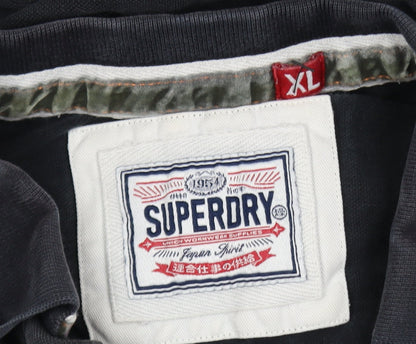 Superdry Men's Black XL Polo Shirt Cotton Embroidered Logo