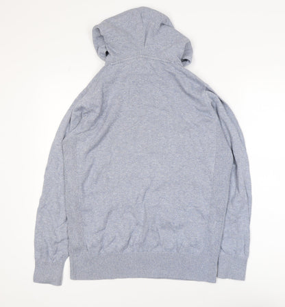 Next Men's Grey Pullover Hoodie Medium Knit Cotton Blend