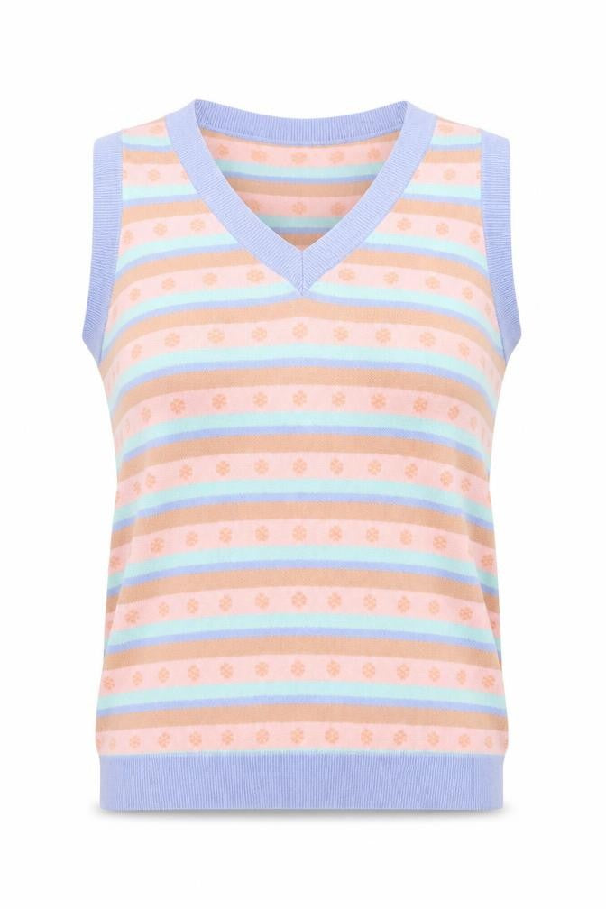 Daisy Street Womens Multicoloured Striped Knit V-Neck Tank Top Size 8