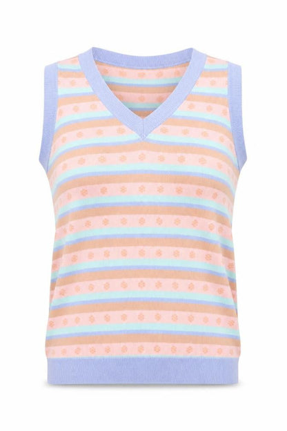 Daisy Street Womens Multicoloured Striped Knit V-Neck Tank Top Size 8