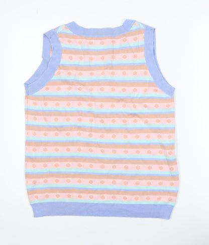 Daisy Street Womens Multicoloured Striped Knit V-Neck Tank Top Size 8