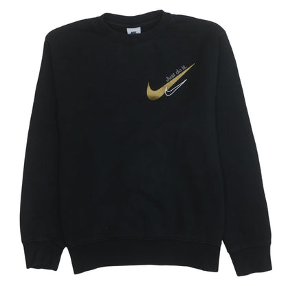 Nike Men's Black Small Pullover Sweatshirt Gold Logo