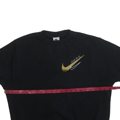 Nike Men's Black Small Pullover Sweatshirt Gold Logo