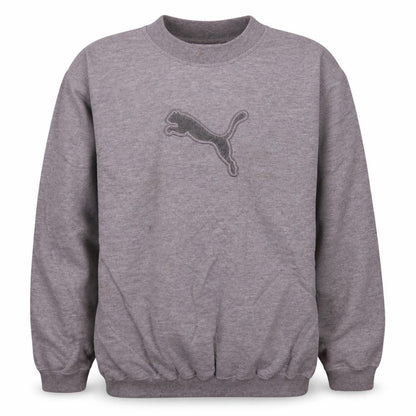 Puma Boys Grey Crew Neck Pullover Sweatshirt Size 164 Logo Embroidered Top