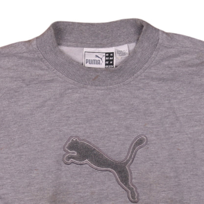 Puma Boys Grey Crew Neck Pullover Sweatshirt Size 164 Logo Embroidered Top