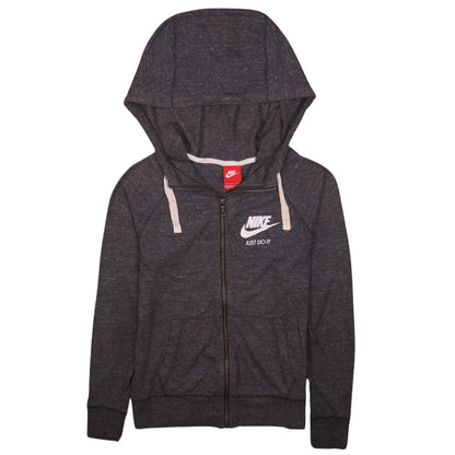 Nike Women’s Grey Full Zip Hoodie Small Just Do It Logo Sweatshirt