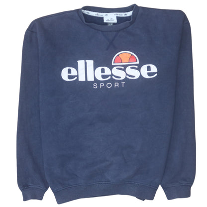 Ellesse Women Navy Blue Crew Neck Pullover Sweatshirt UK 10