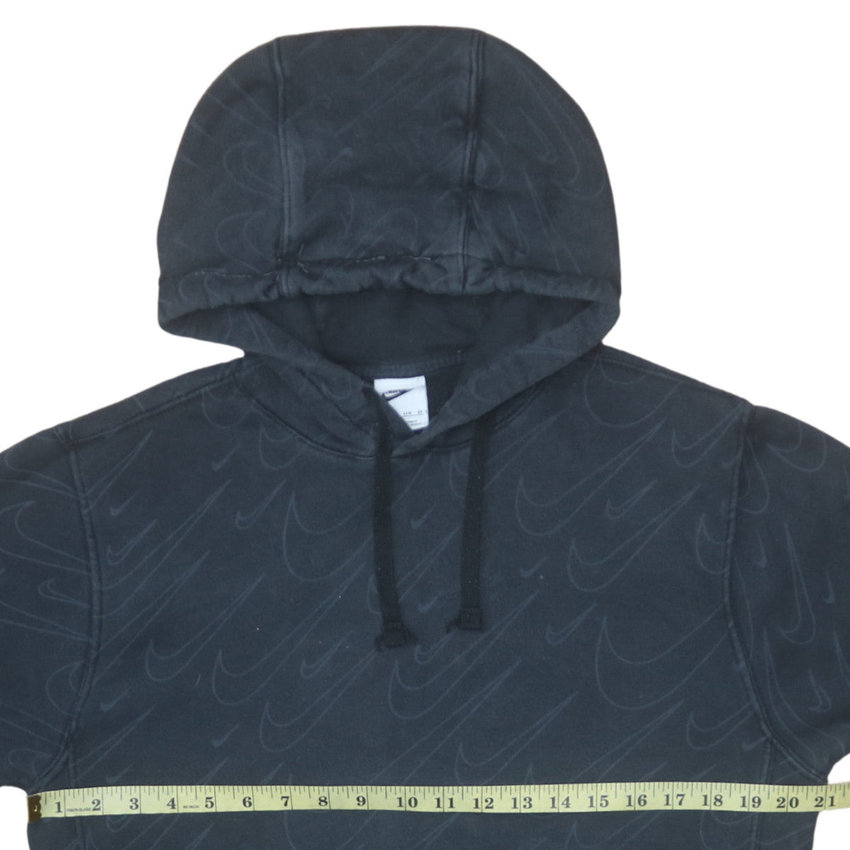 Nike Womens Black XS Pullover Hoodie Logo Patterned Cotton Blend